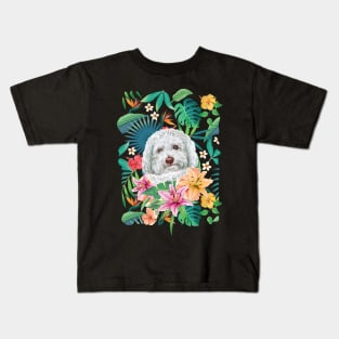 Tropical White Toy Poodle Kids T-Shirt